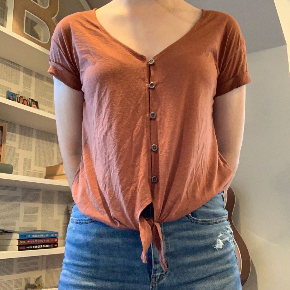 Button Down Brown Top